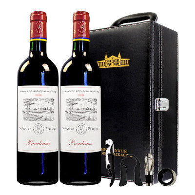 法国进口红酒 拉菲尚品波尔多干红葡萄酒750ml*2 名庄礼盒装