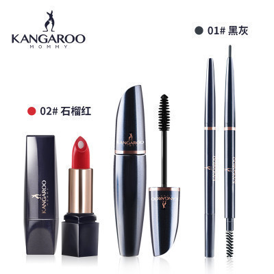 袋鼠妈妈kangaroomommy 孕期彩妆3件套 口红 眉笔 睫毛膏 3件套套装 孕妇化妆品遮瑕各种肤质适用
