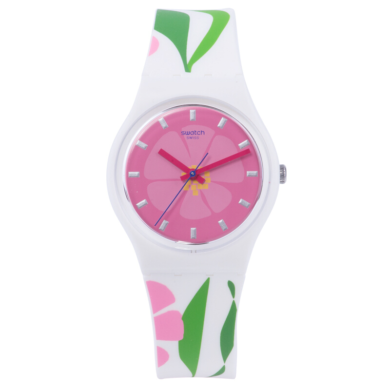 斯沃琪(Swatch)瑞士手表 原创系列樱草 树脂表带 石英女表GZ304