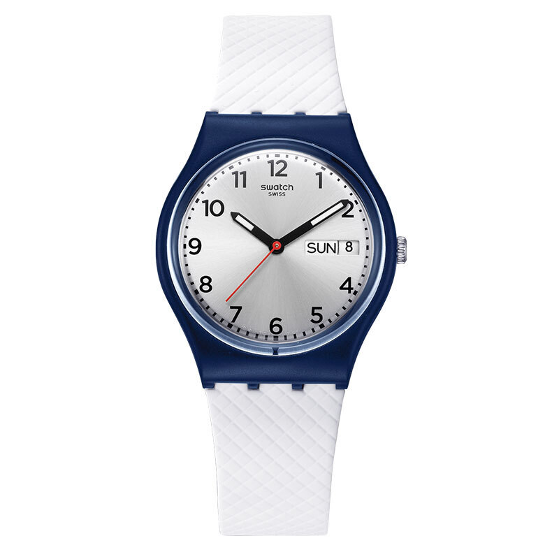 斯沃琪(SWATCH) 手表 色彩密码系列 简洁日晖纹 树脂表带 男女通用 表银白光芒GN720