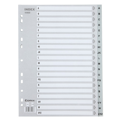 齐心(Comix)IX900 20张A4分类隔页纸 2本 字母索引纸 分页纸 11孔PP纸 分类纸 塑料材质