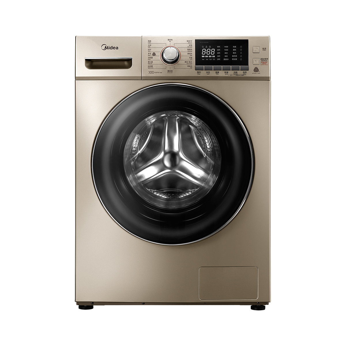 美的(Midea)MG100-4623DG 10公斤全自动滚筒洗衣机 变频节能 家用 金色 羽绒服洗