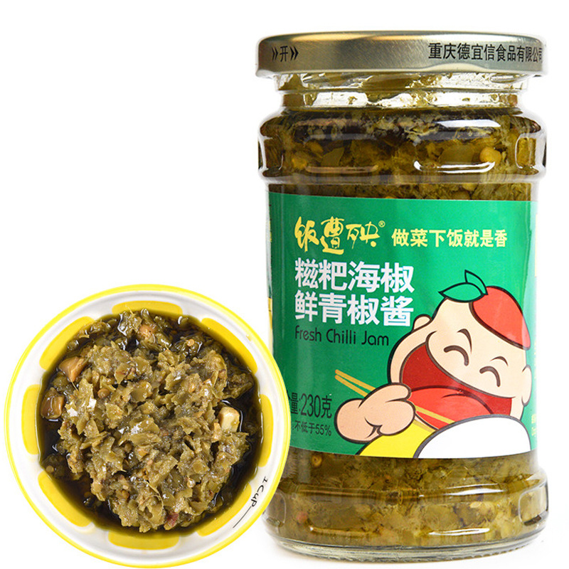 饭遭殃糍粑海椒鲜青椒酱230g 鲜青椒酱 重庆特产下饭菜 青椒酱 可下饭可拌面