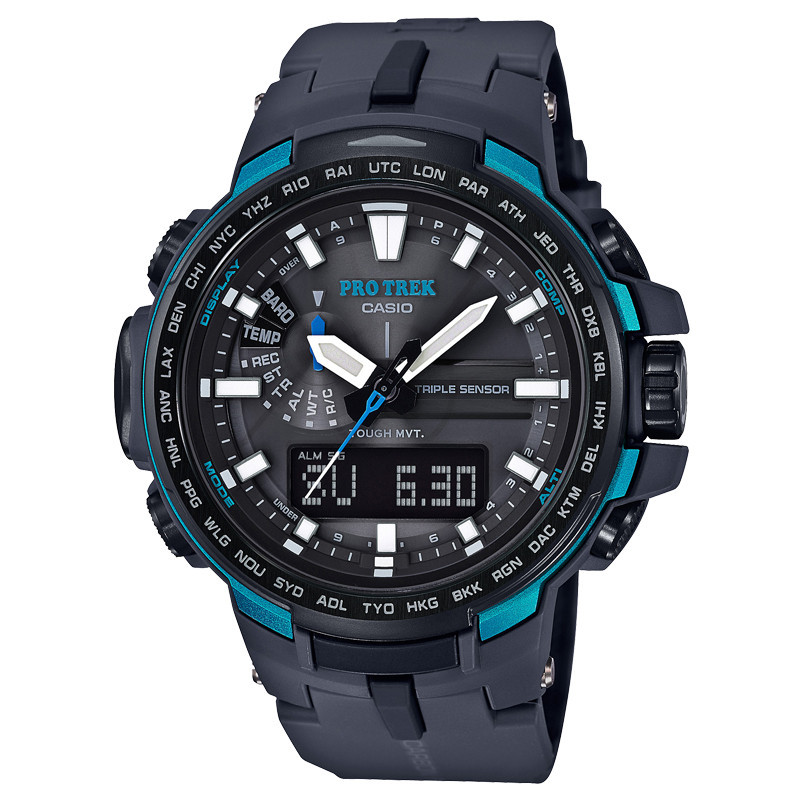 卡西欧(CASIO)手表 PROTREK系列太阳能电波登山户外运动男表黑色 PRW-6100Y-1A