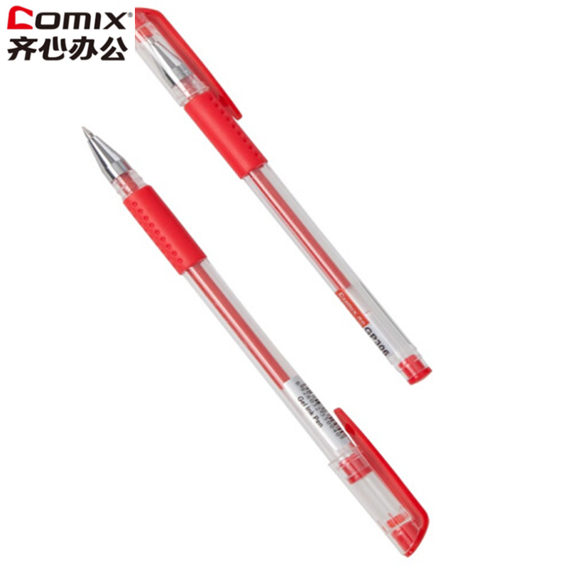 齐心(Comix)GP306 0.5mm 经济实用商务中性笔水笔签字笔 红色