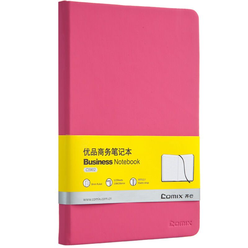齐心(COMIX) C5902优品商务笔记本 A5/80张 绑带手账本 皮面本 日记本记录本 笔记本/记事本 黑色