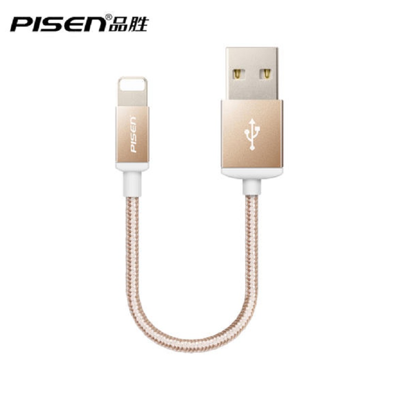 品胜(PISEN) BB Apple Lightning双面USB数据充电线(200mm)(香槟金)挂卡装-国内版CN