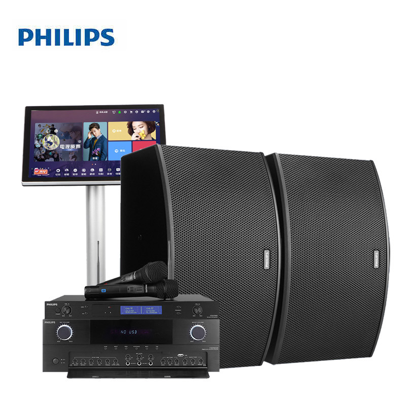 飞利浦(Philips) 家庭ktv音响 +专业功放U段话筒三套组合一 赠点歌机触摸屏