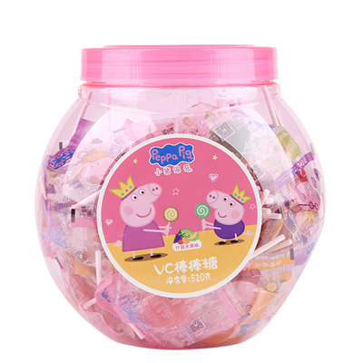 小猪佩奇PeppaPigVC棒棒糖520g 桶装 儿童零食