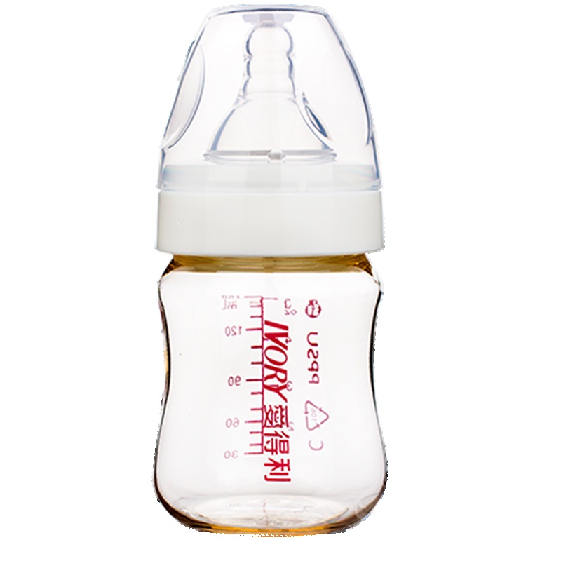 爱得利IVORY奶瓶PPSU宝宝宽口径带吸管手柄奶瓶 150mL 白色