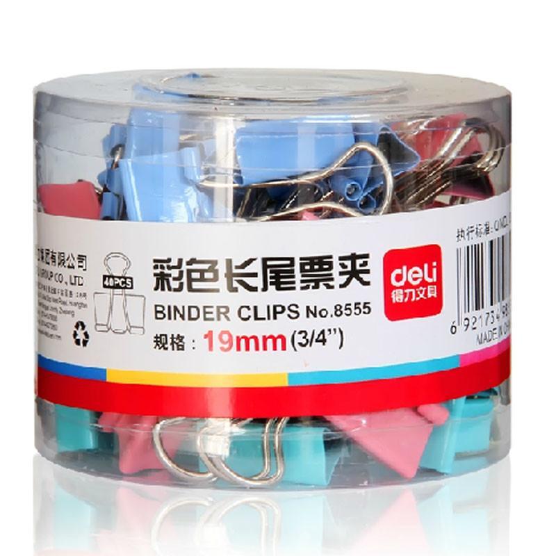 得力8555ES彩色长尾票夹筒装