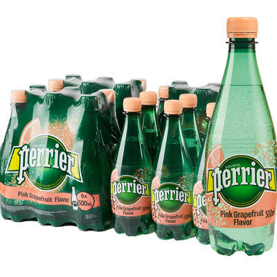 Perrier巴黎水 含气天然矿泉水西柚味500ml*24瓶/箱 塑料瓶