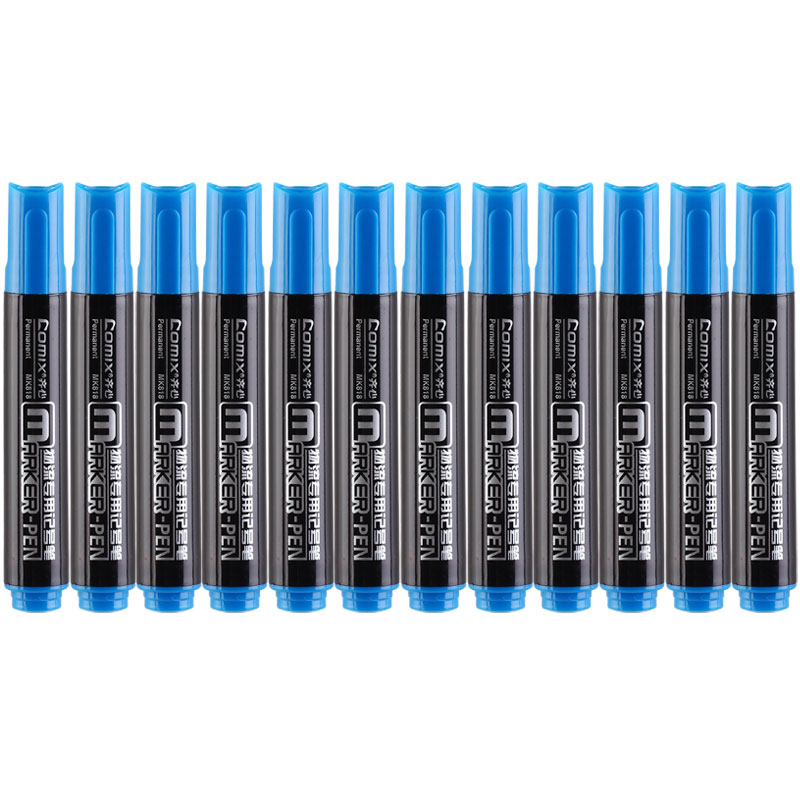 齐心(COMIX)MK818 记号笔 2.0mm 物流专用 12支/盒 蓝色