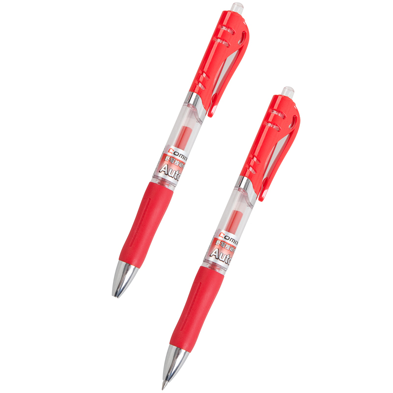 齐心(comix) LY-K35 中性笔 水笔按动0.5mm 笔芯黑色水笔黑笔签字笔(12支装/红)