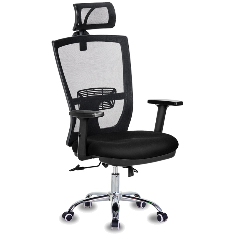 质凡电脑椅家用网布椅办公椅带头枕可升降椅子