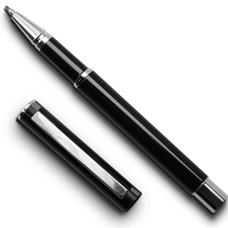 得力S80黑色笔芯商务签字笔办公用0.5m金属中性笔 碳素笔 5支价