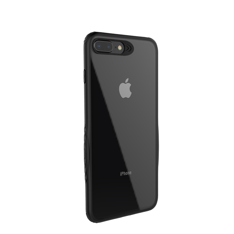TGVI'S iPhone7Plus/8Plus手机壳全包防摔硅胶复古纹玻璃背板软边苹果7/8Plus保护套 黑色