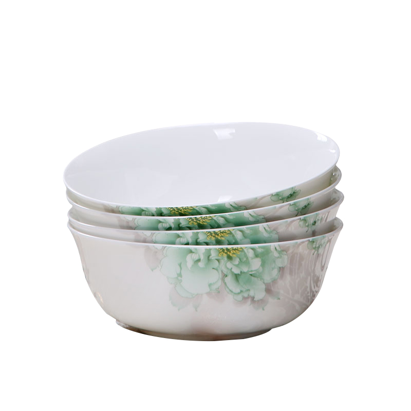 金禹瑞美REMEC 碗 面碗6英寸4个装 绿波骨瓷碗 米饭碗 汤碗 陶瓷碗 碗 饭碗 泡面碗