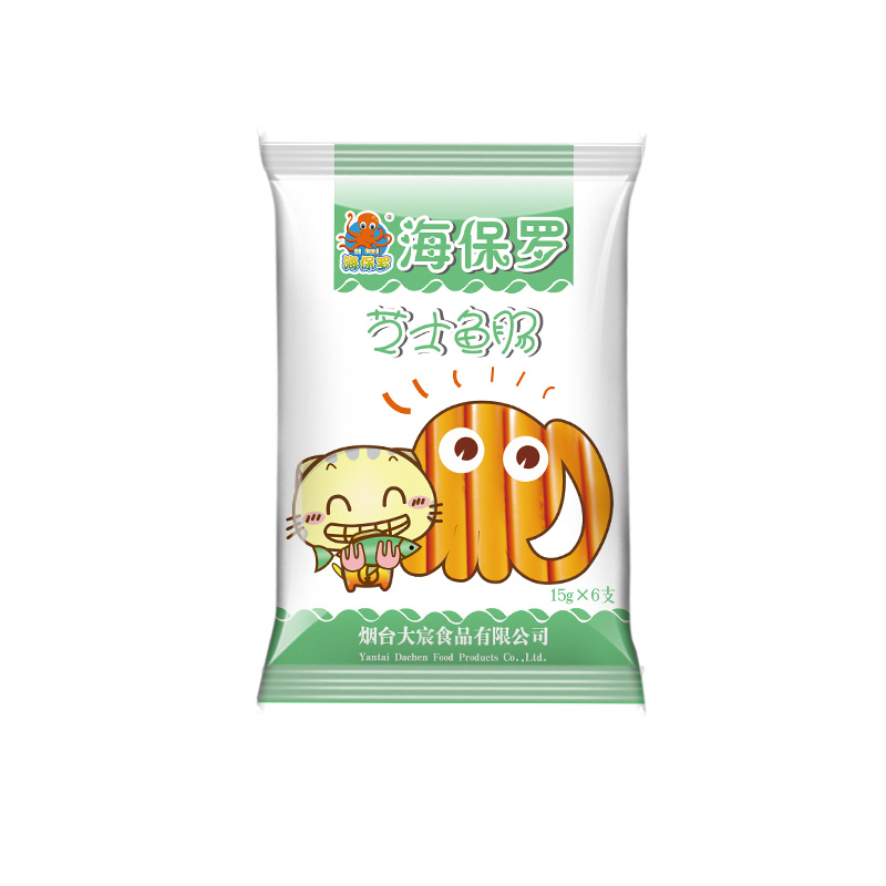 海保罗儿童90g芝士鱼肠鱼肉海鲜肠儿童零食90g(15g*6支)袋装鱼肠