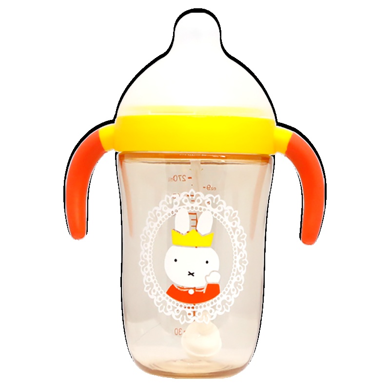 米菲(Miffy)广口径PPSU奶瓶270ml(橙色)耐高温带手柄+重力球