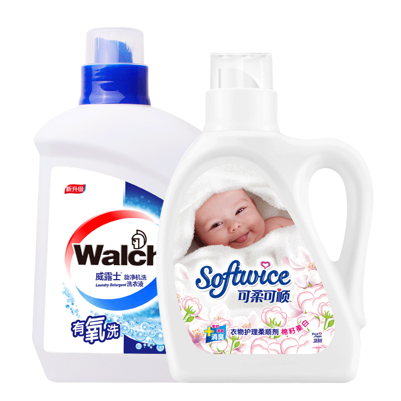 威露士(Walch) 洗衣液全自动3kg+可柔可顺柔顺剂棉籽柔白 1kg (单位:组)
