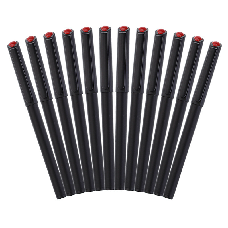 晨光(M&G)MG2180黑色0.5mm碳素中性笔纤维头签字笔 12支装