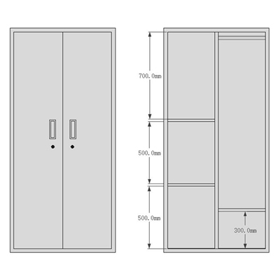 中旭 通门双锁0.6厚耐用阻燃安全衣柜 850*550*1800 ZX-YG001