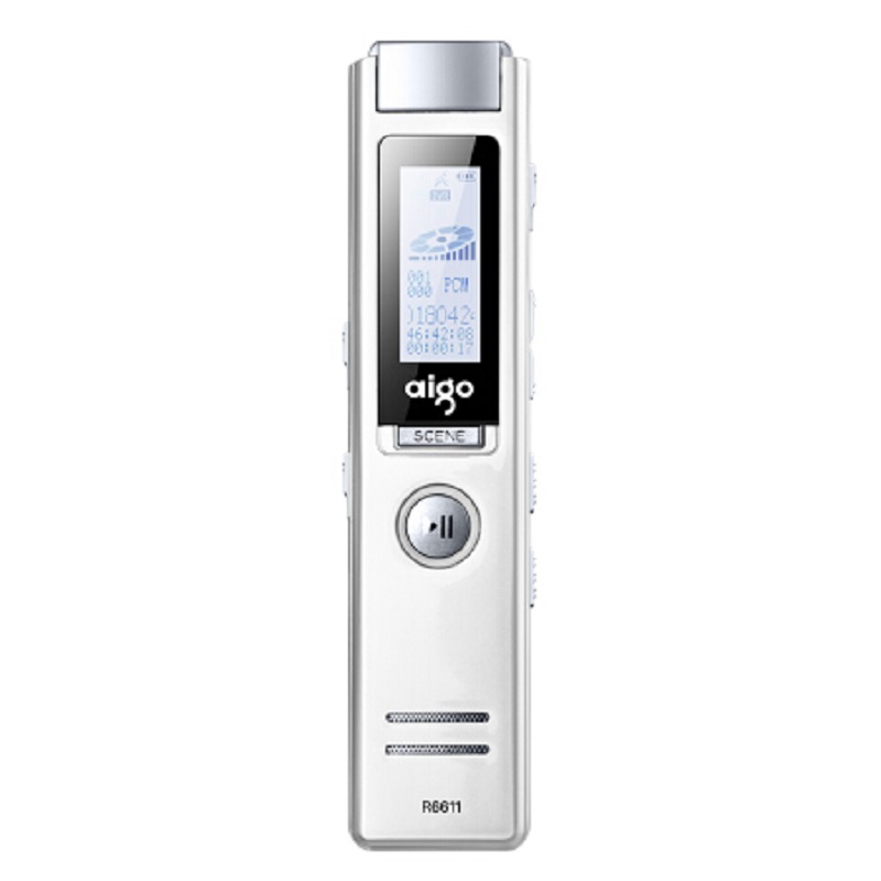 爱国者(aigo)录音笔 R6611 8G 微型专业 MP3播放器 学习/会议采访取证录音 白色