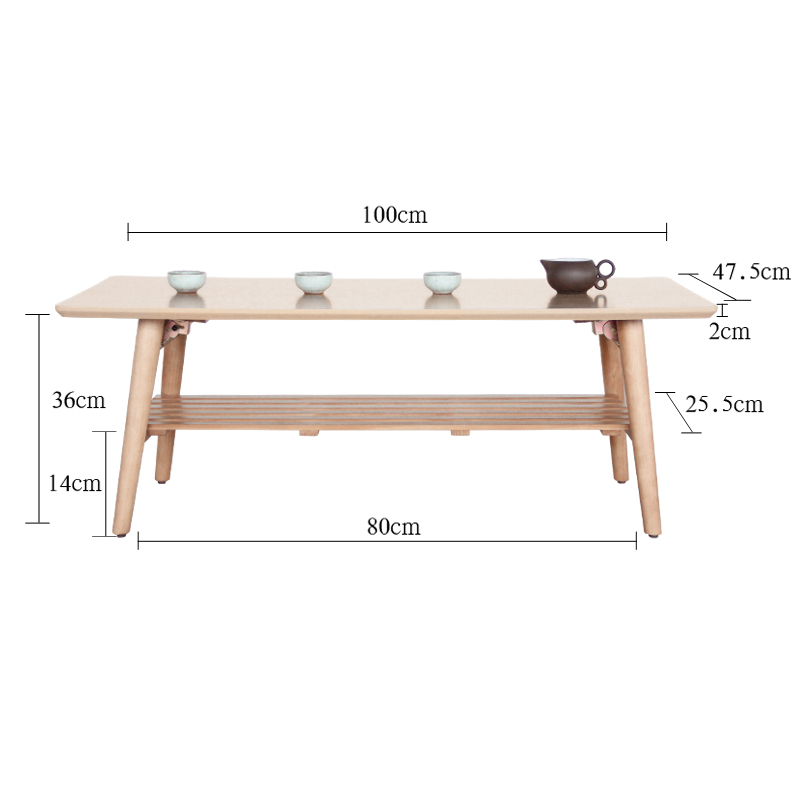 慧乐家 茶几 小户型长方茶几边桌 现代简约飘窗桌炕几 日式创意客厅家具 白枫木色 33143