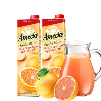 爱美可(Amecke)进口果汁德国原装鲜榨西柚果汁进口粉葡萄柚红果汁1L*2瓶装