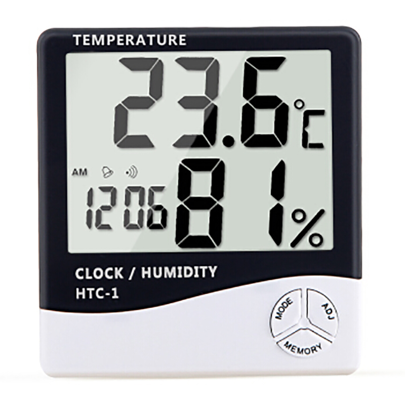 鲁运 WDJ-98 电子温湿度计带时间闹钟 办公家用室内外温度计 测温计 湿度计 电子屏幕