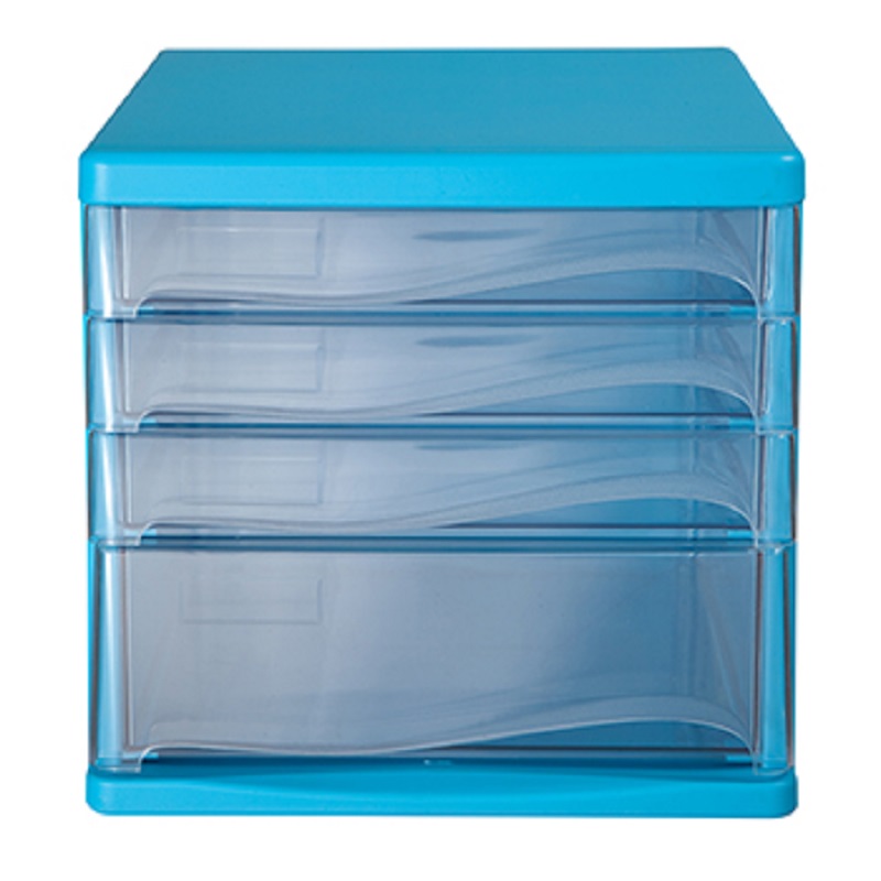 齐心 B2246 塑胶文件柜 四层 蓝色 4组/箱（单位：箱）