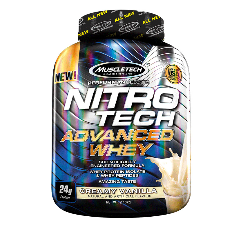 MUSCLETECH NITROTECH乳清蛋白粉固体饮料进阶版(香草味)4.7磅/2130g