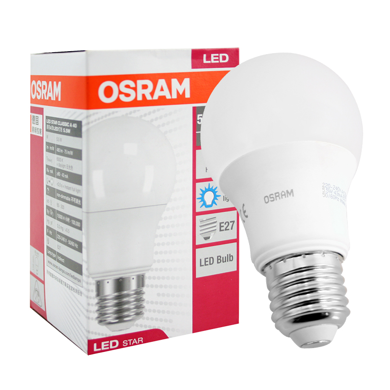 欧司朗(osram)E27 5.5w LED灯泡 球泡( 单位:个)