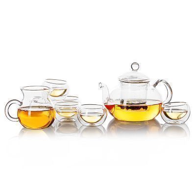 常生源 茶具套装整套玻璃茶具茶杯子透明耐高温玻璃茶壶功夫茶具套装 花茶壶玻璃套组
