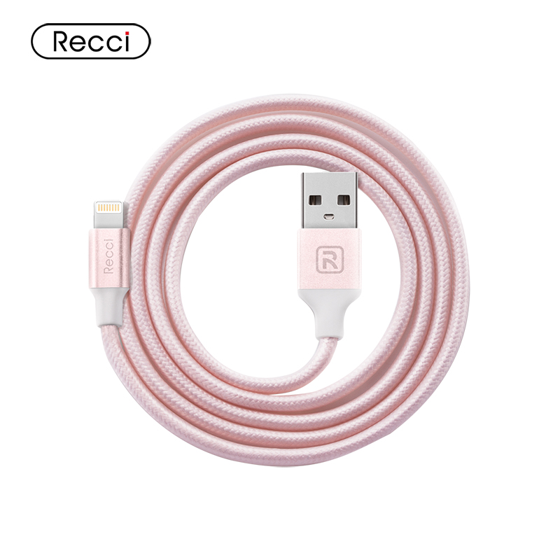 锐思(Recci)素色宽头铝合金编织数据线 苹果数据线手机充电线RCL-H100
