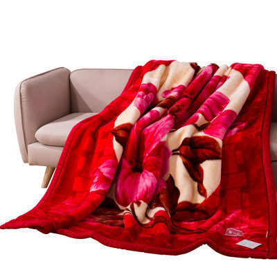 红豆家纺 拉舍尔双人四季休闲毯 婚庆大红毯 柔软舒适加大加厚毯子