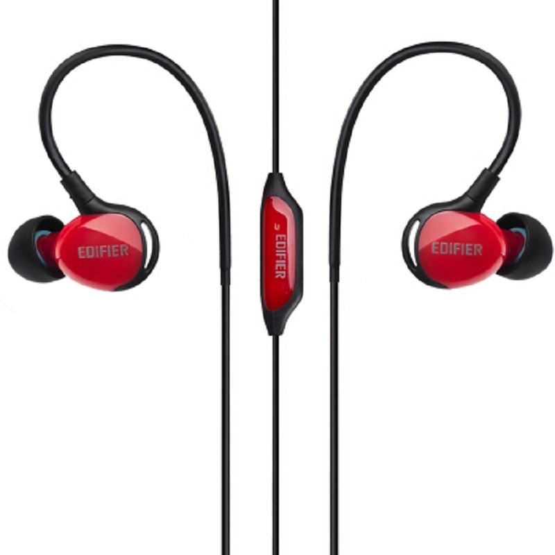 漫步者(EDIFIER) H281PS 运动耳机挂耳式入耳带麦线控重低音防水 酷黑红(单位:副)
