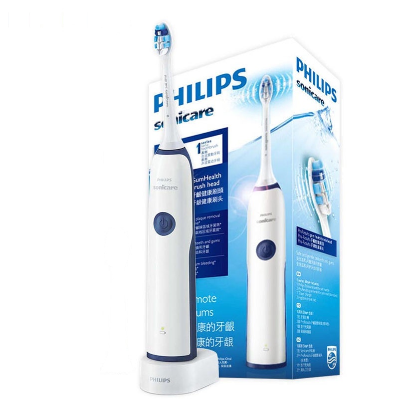 飞利浦(Philips) 动牙刷 成人声波震动情侣牙刷(自带刷头*2) 智能净白 牙龈呵护 HX3226/22深海蓝