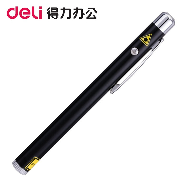 得力(deli)3933 钢笔造型便携式激光笔/无线演示器 黑/银随机 红光 Y