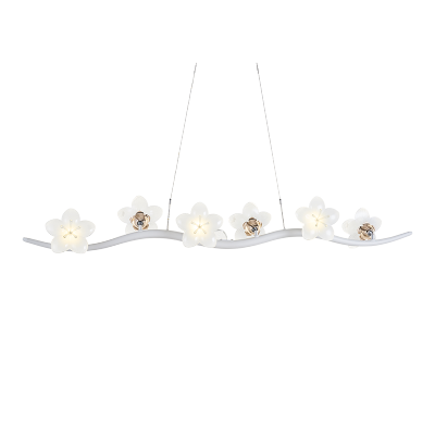 冠雅 新款艺术餐厅吊灯创意花朵,现代时尚温馨长吊线灯具 白色花朵款 30W三色变光 长1.3米