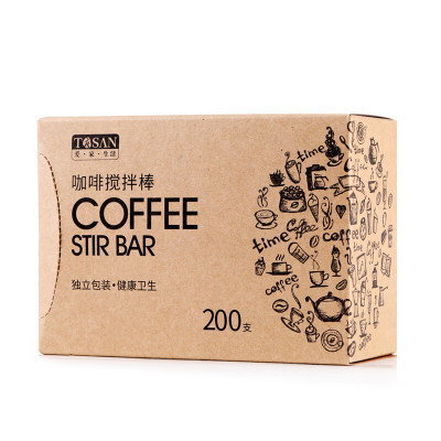 唐宗筷 一次性咖啡搅拌棒 木质本色咖啡调棒 厨房小工具 14cm 200支 C6652