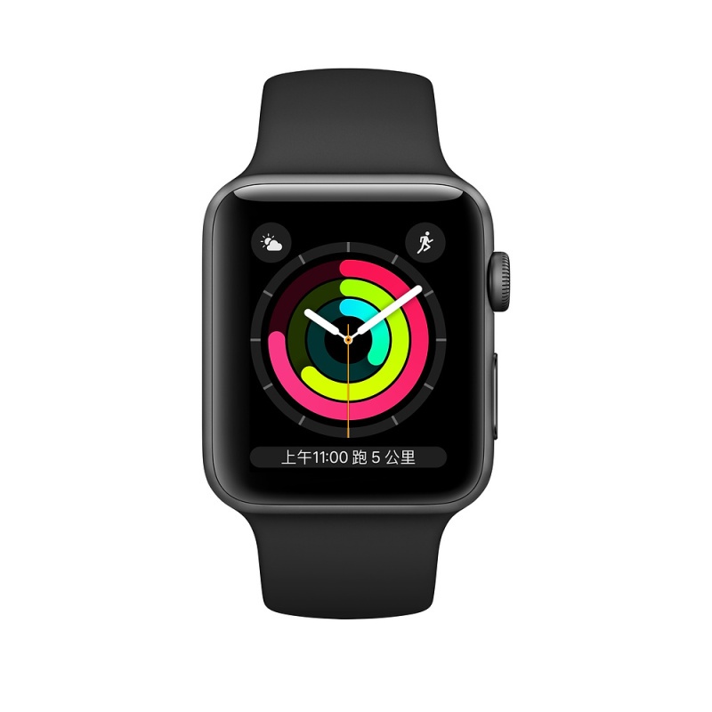 Apple Watch Series 3智能手表(GPS款 42毫米 深空灰色铝金属表壳 黑色运动型表带)