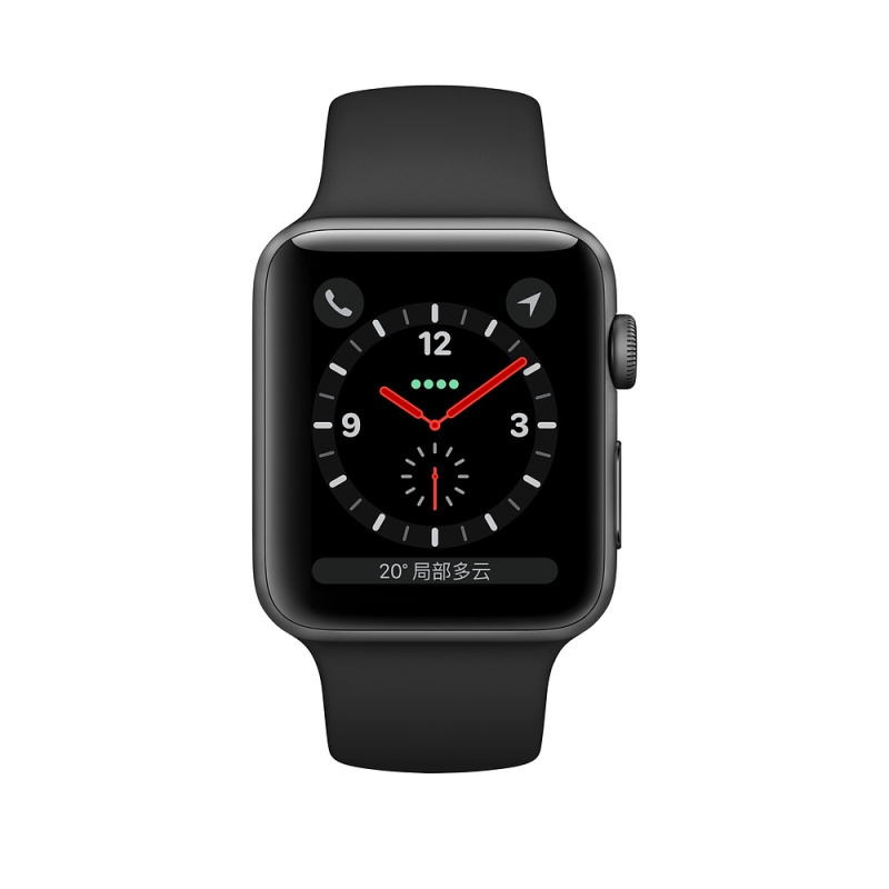 Apple Watch Series3 智能手表(GPS+蜂窝网络款 38毫米 深空灰色铝金属表壳 黑色运动型表带)