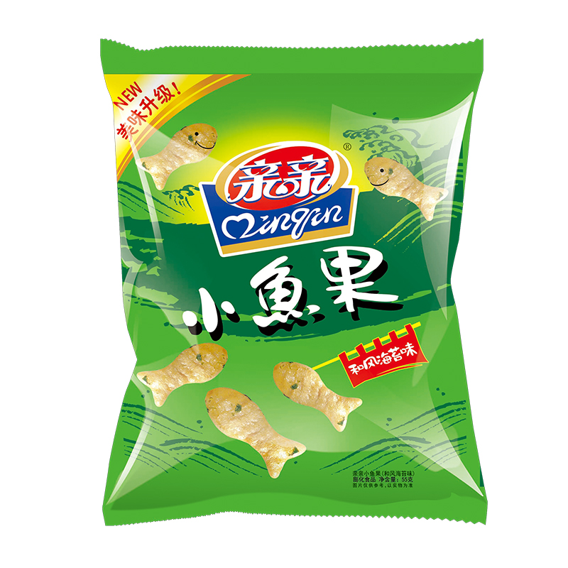 亲亲 膨化食品 小鱼果和风海苔口味55g(休闲零食)