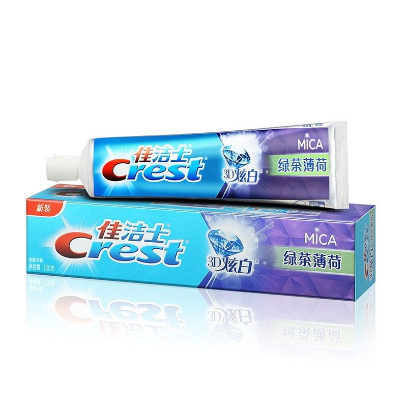 佳洁士(Crest)3D炫白绿茶薄荷牙膏180克三支装