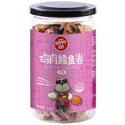 Wanpy顽皮狗零食犬用鸡肉鳕鱼卷135g训狗奖励零食狗狗肉干肉片磨牙