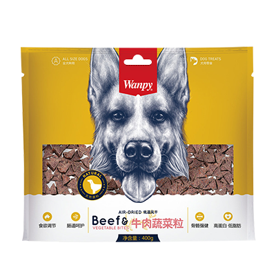 Wanpy顽皮狗零食犬用牛肉蔬菜粒400g训狗奖励零食狗狗肉干肉片磨牙