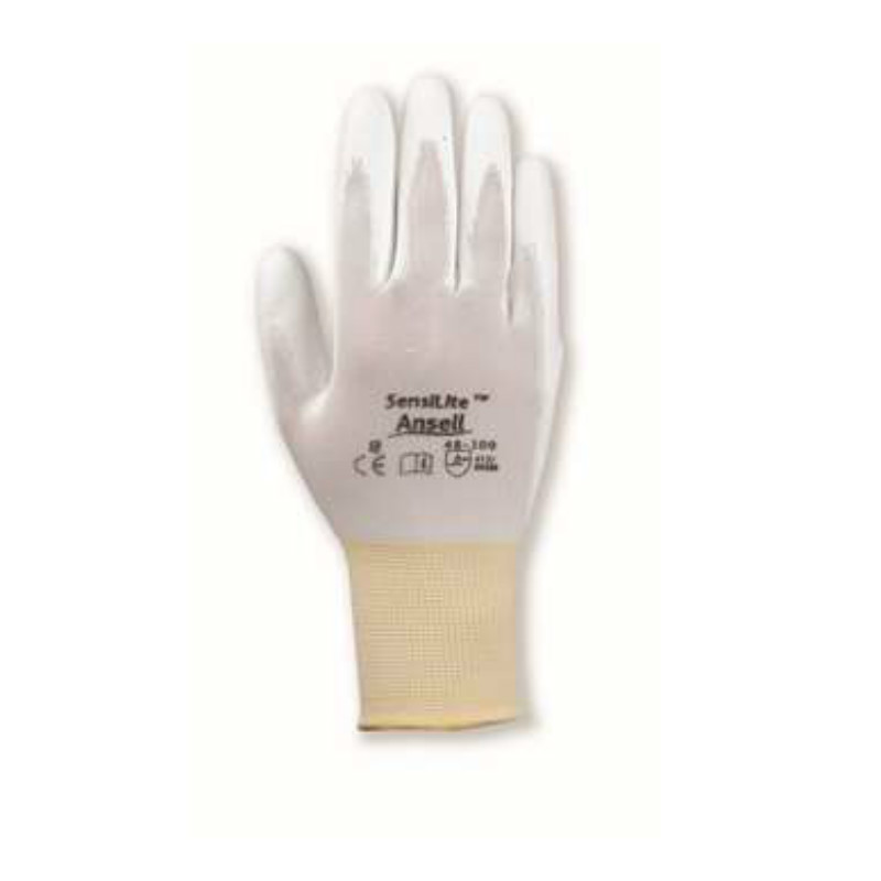 安思尔 Ansell 48-100, 8 PU掌部涂层手套,白色
