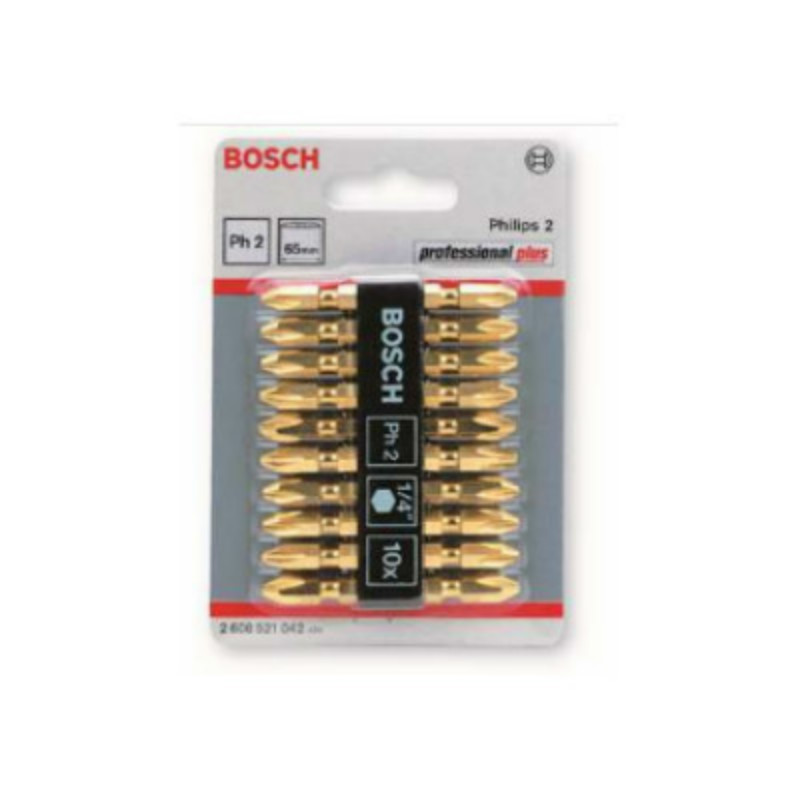 博世 Bosch 2608521042 螺丝批嘴 / 套装 Ph2 / 65mm 金色 10支